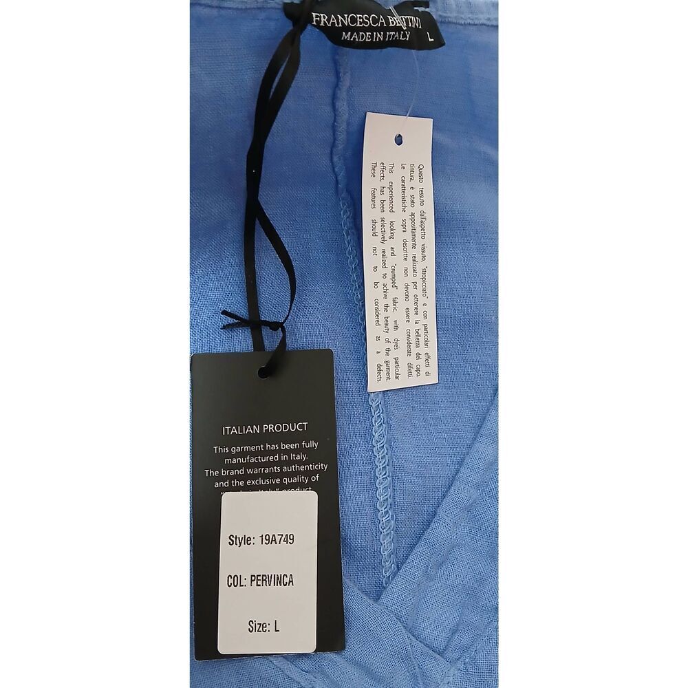 Francesca Bettini Womens large baby blue 100% linen midi dress flare swing - Picture 6 of 7